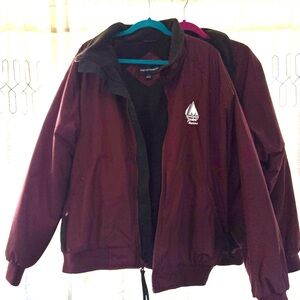 Port Authority Burgundy & Fleece Zip Up Black Jacket